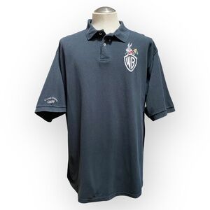 Vintage WB Studio Crew Bugs Bunny Polo Shirt Men’s XXL Black 100% Cotton